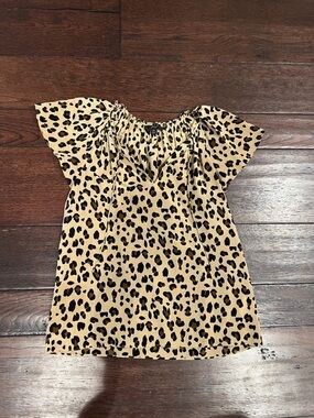 J. Crew silk Leopard Print Short Sleeve Blouse - Tan & Black
